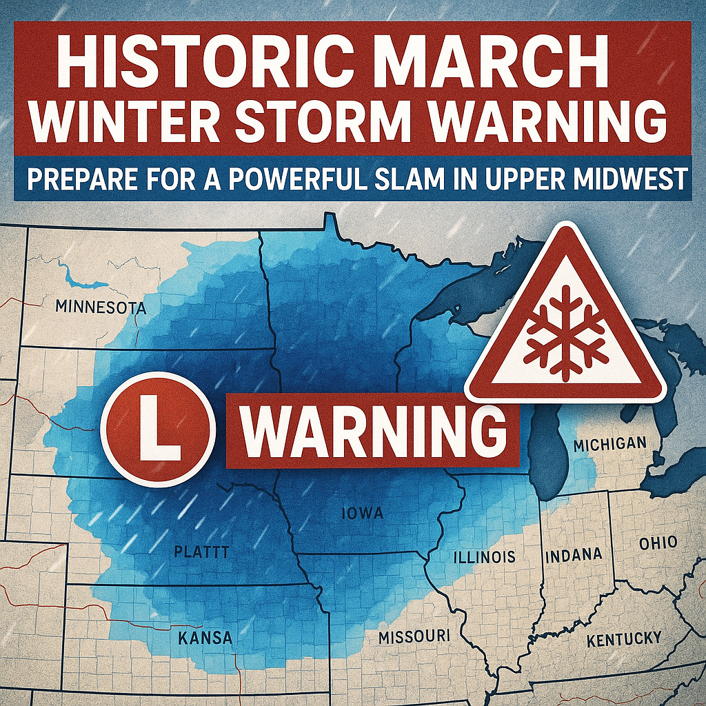 Illustration of Historic March Winter Storm Warning: Prepare for a Powerful Slam in Upper Midwest