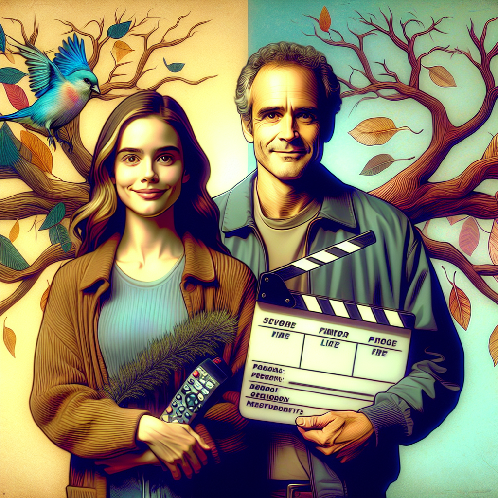 Portrait of a young woman and an older man with film equipment, illustrating the question of Jessica Capshaw's relation to St