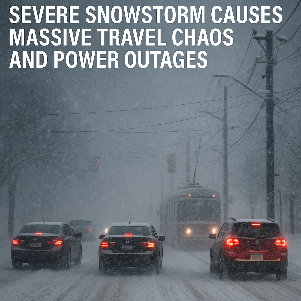 Illustration of Severe Snowstorm Causes Massive Travel Chaos and Power Outages